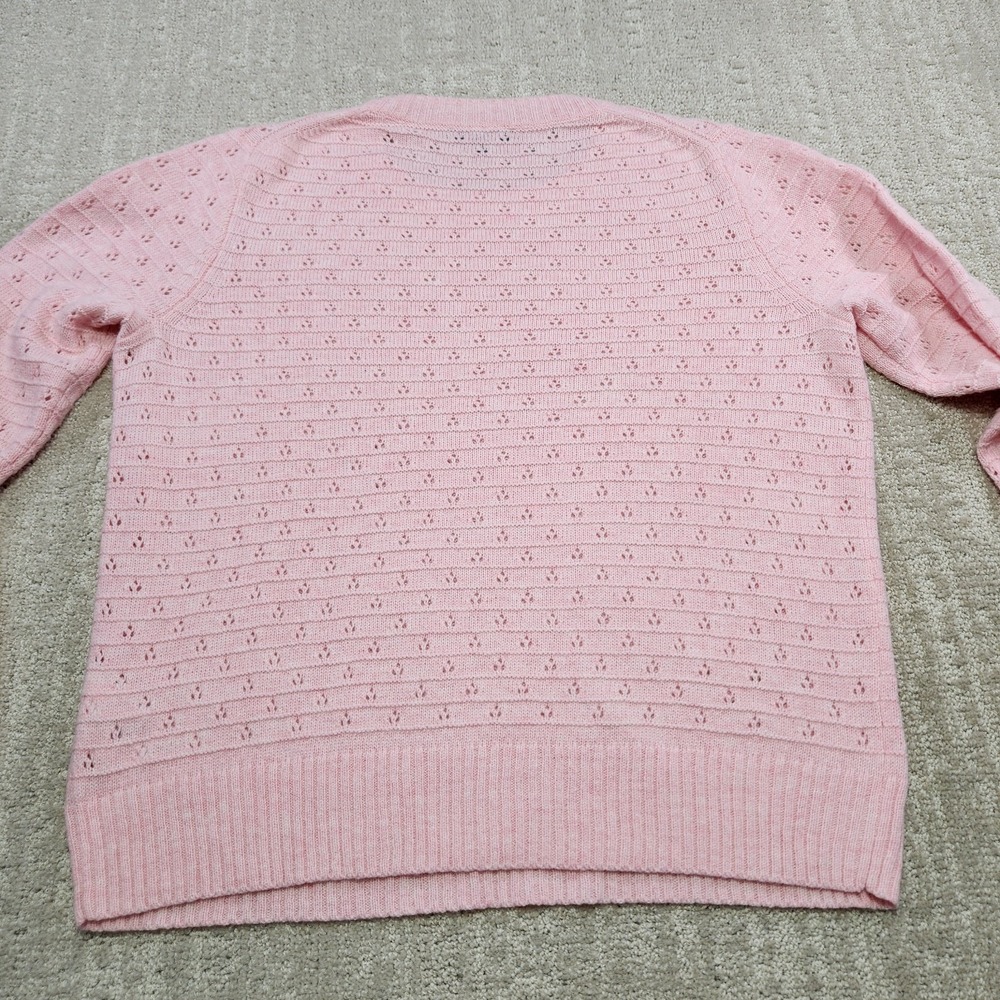 J Crew Sweater Women Large Birdseye Knit Wool Alpaca Blend Pointelle Crewneck - Picture 9 of 10